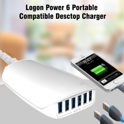 Logon Power 6 Portable Compatible Desctop Charger, 5.4A, Logon-6